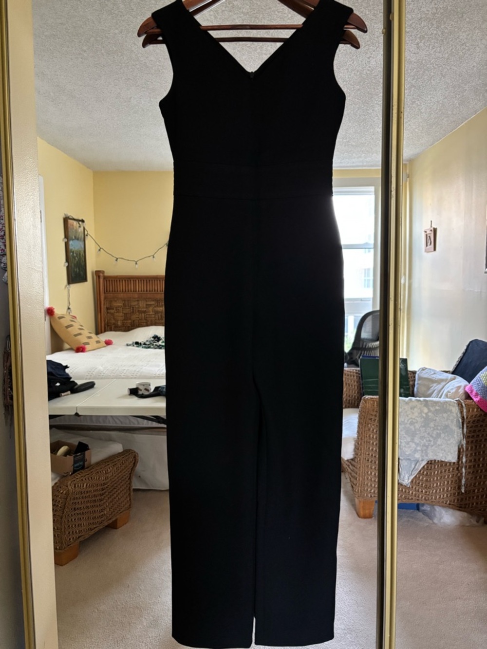 Maje Black Sleeveless V-Neck Jumpsuit with Tailored Waist